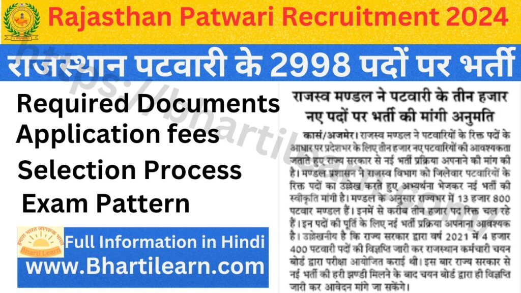 Rajasthan Patwari Recruitment 2024